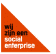 Logo in de vorm van een driehoek met de tekst 'Wij zijn een Social Enterprise'.